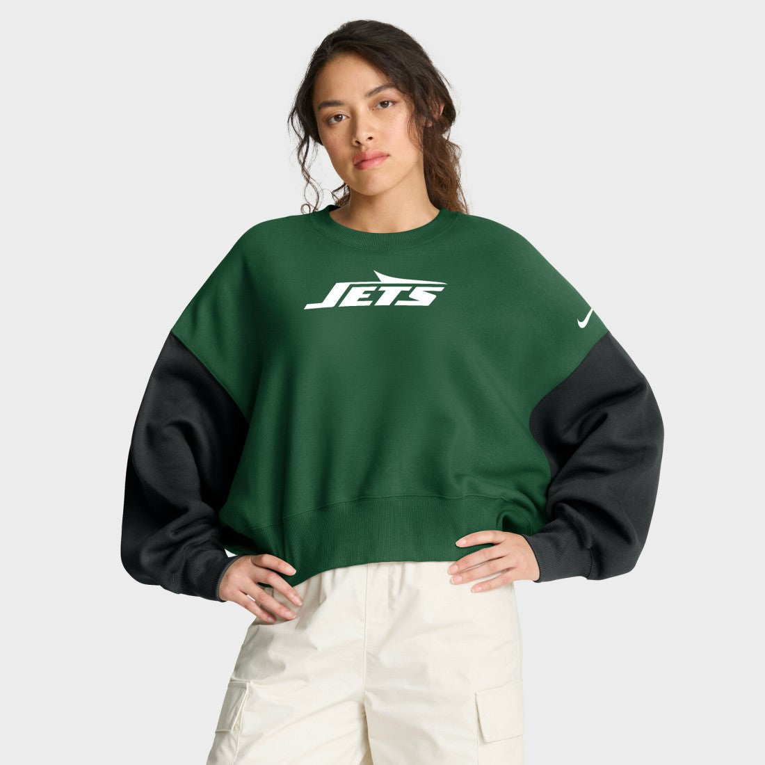 New York Jets Women's Oversized Color-Block Pullover Sweatshirt | NFL Sale