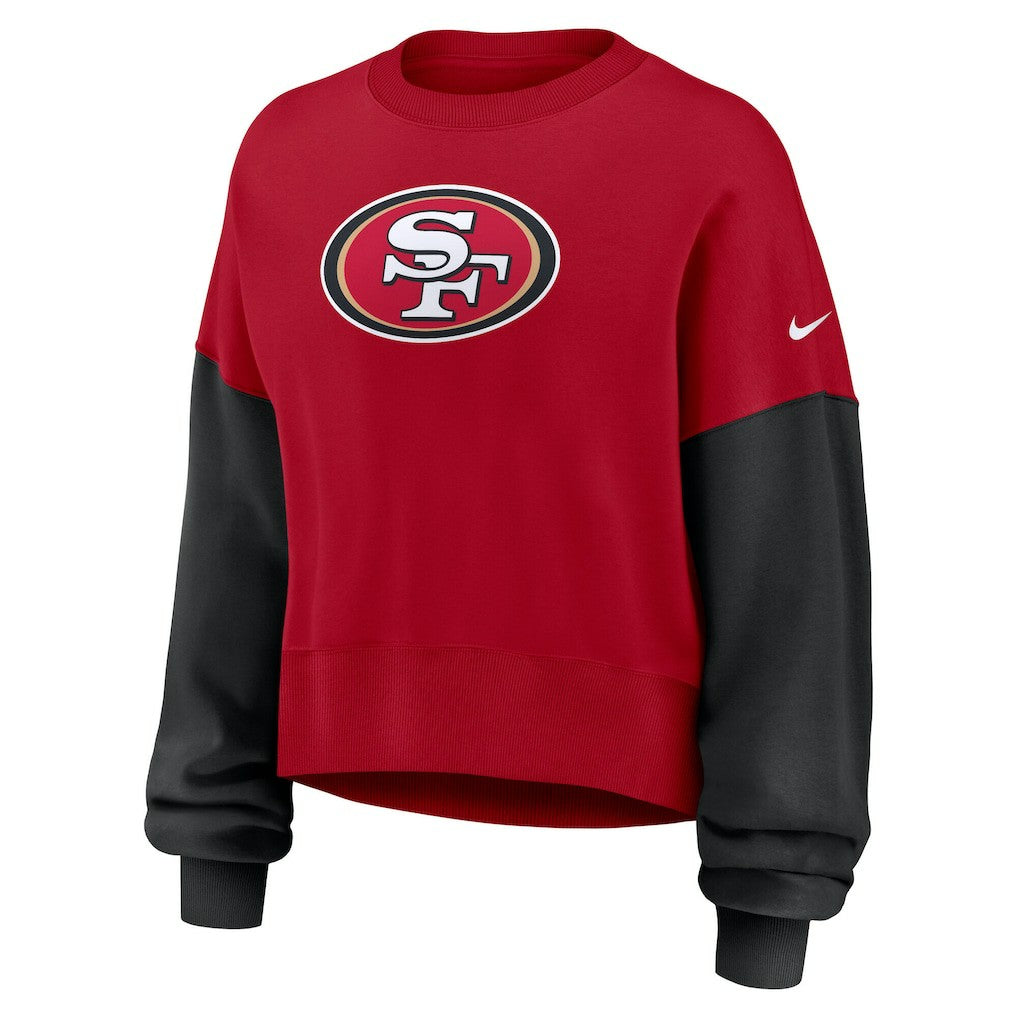 San Francisco 49ers Women's Oversized Color-Block Pullover Sweatshirt | NFL US