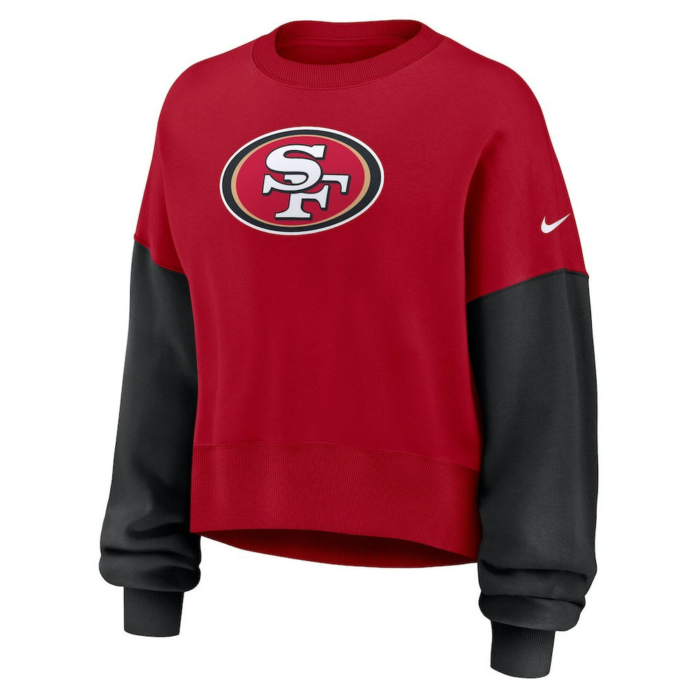 San Francisco 49ers Women's Oversized Color-Block Pullover Sweatshirt | NFL US