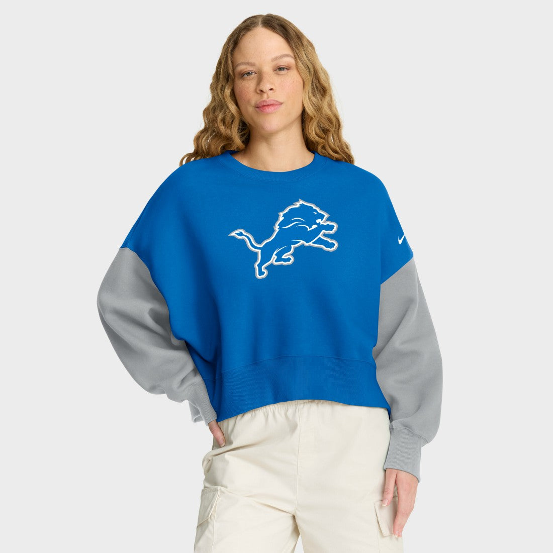 Detroit Lions Women's Oversized Color-Block Pullover Sweatshirt | NFL Discount
