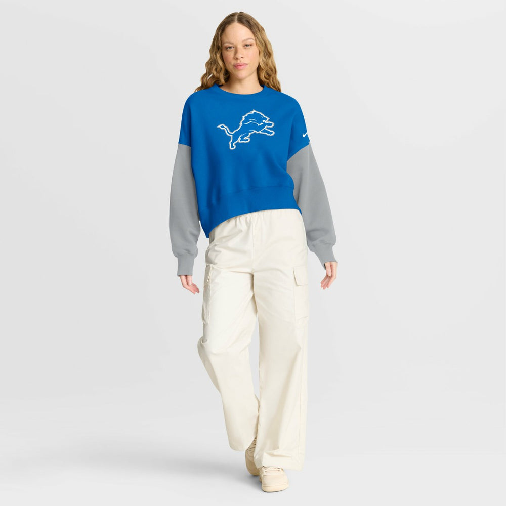Detroit Lions Women's Oversized Color-Block Pullover Sweatshirt | NFL Discount