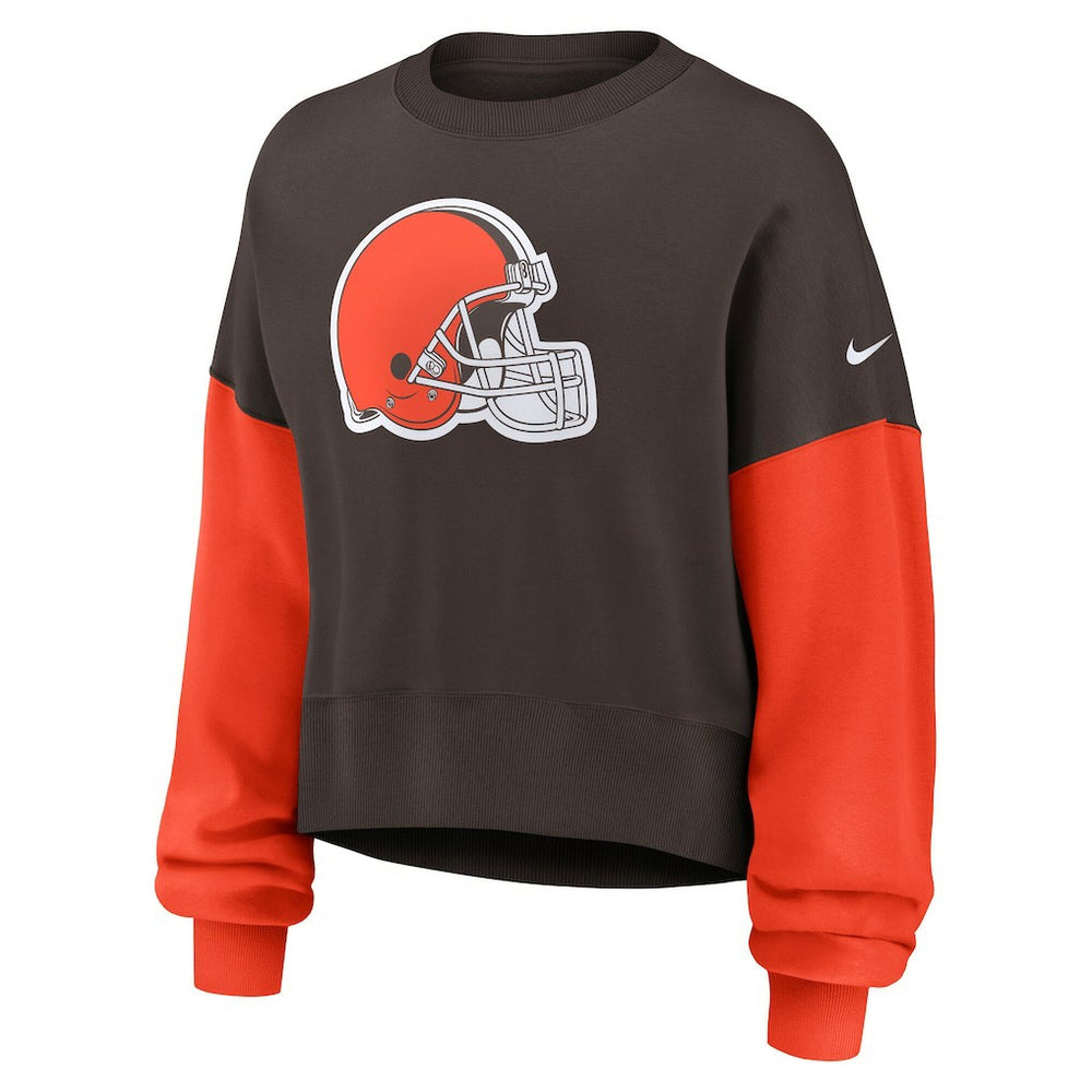 Cleveland Browns Women's Oversized Color-Block Pullover Sweatshirt | NFL Outlet
