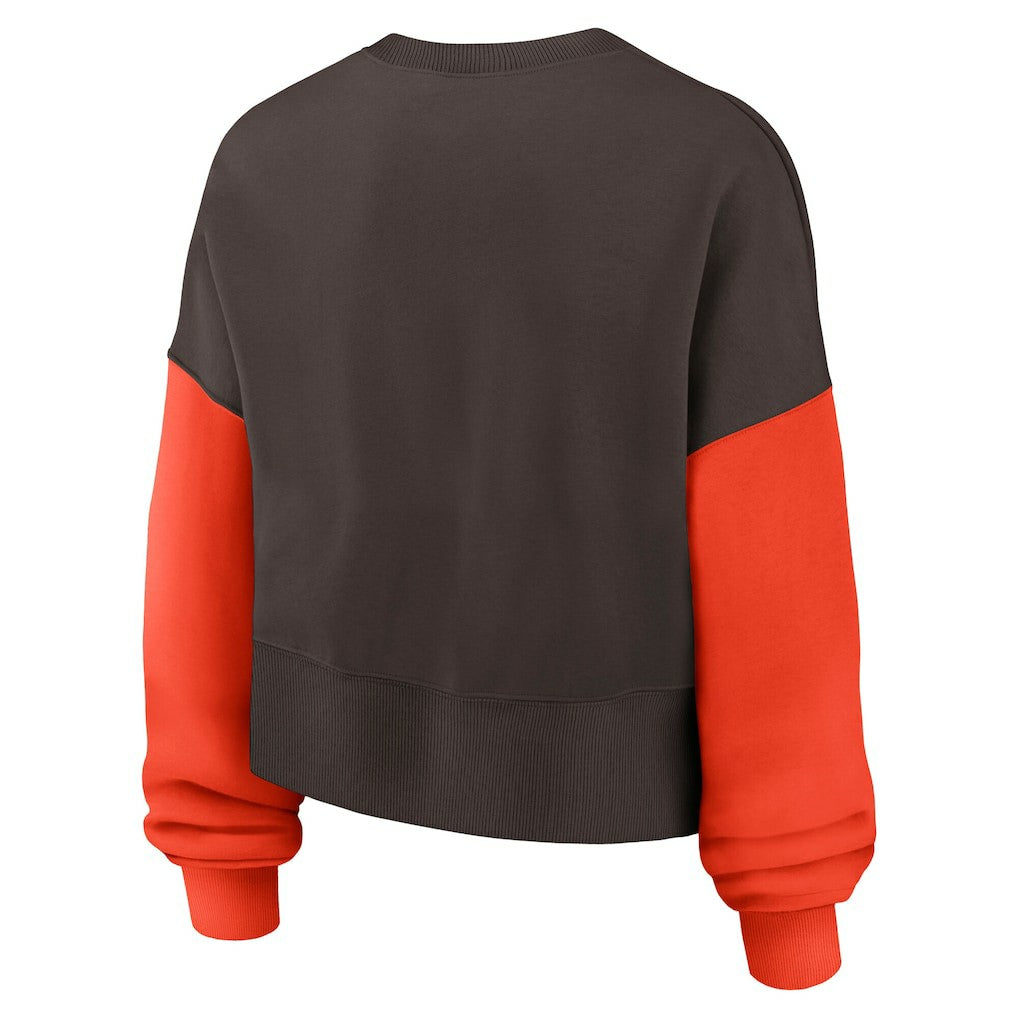 Cleveland Browns Women's Oversized Color-Block Pullover Sweatshirt | NFL Outlet