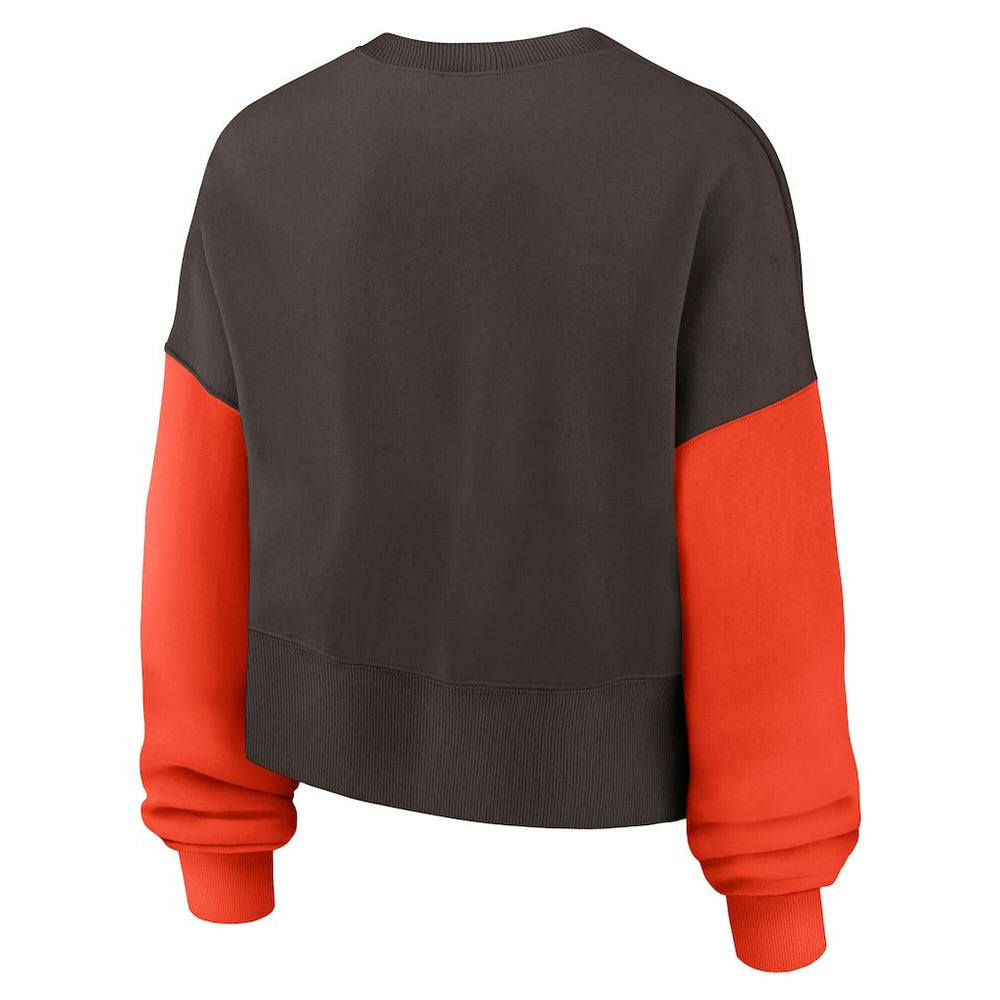 Cleveland Browns Women's Oversized Color-Block Pullover Sweatshirt | NFL Outlet