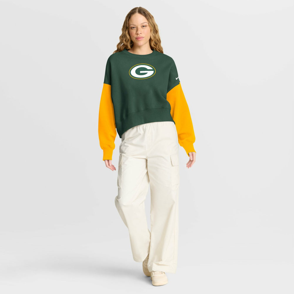 Green Bay Packers Women's Oversized Color-Block Pullover Sweatshirt | NFL Sale