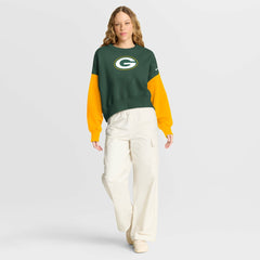 Green Bay Packers Women's Oversized Color-Block Pullover Sweatshirt | NFL Sale