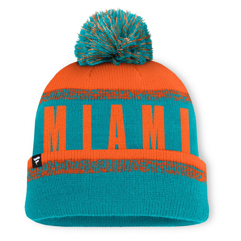 Miami Dolphins Play Action Cuffed Knit Hat with Pom | NFL Hot