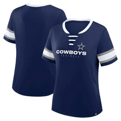 Dallas Cowboys Women's Redzone Draw Play Athena Lace-Up T-Shirt | NFL Sale