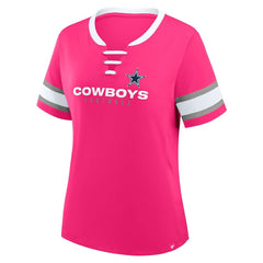 Dallas Cowboys Women's Redzone Draw Play Athena Lace-Up T-Shirt | NFL Hot