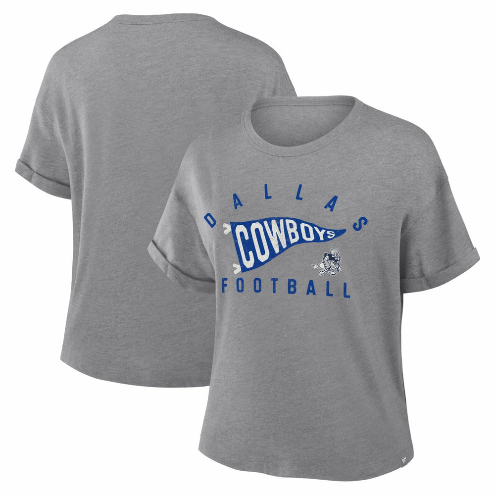 Dallas Cowboys Women's Pennant Wave Tribute Tri-Blend Boxy T-Shirt | NFL Discount