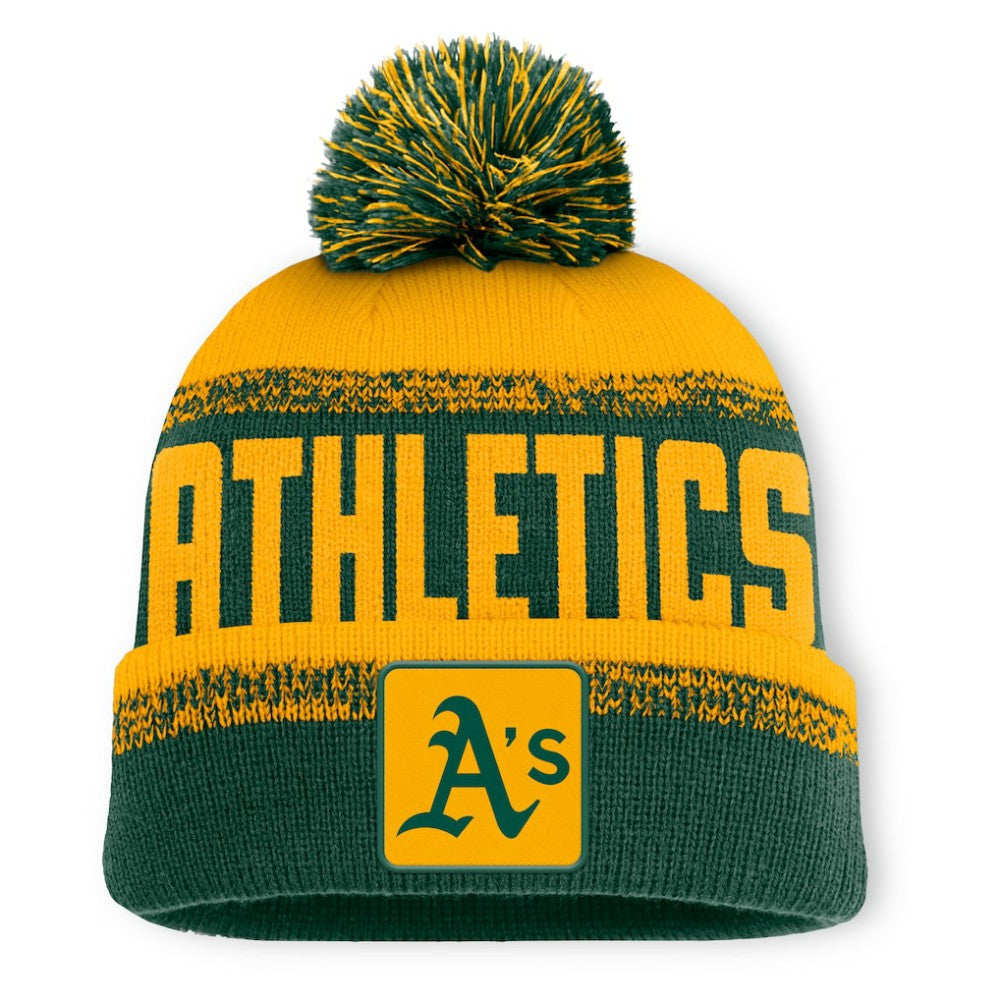 Athletics Fanatics No-Doubter Cuffed Knit Hat with Pom - MLB Hats