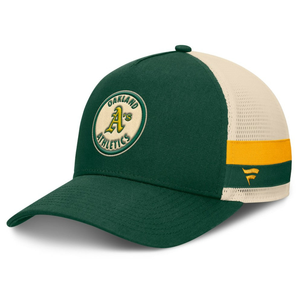 Athletics Fanatics Inherited Side Stripe Trucker Adjustable Hat - MLB Hats