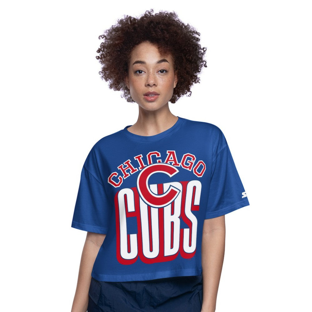 Chicago Cubs Starter Women's Play the Ball Boxy Cropped T-Shirt - MLB T-shirts