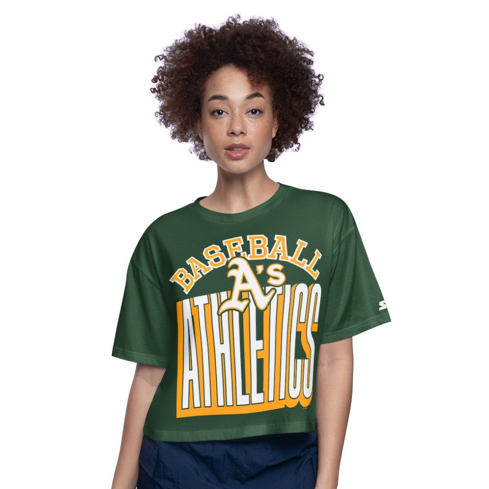 Athletics Starter Women's Play the Ball Boxy Cropped T-Shirt - MLB T-shirts