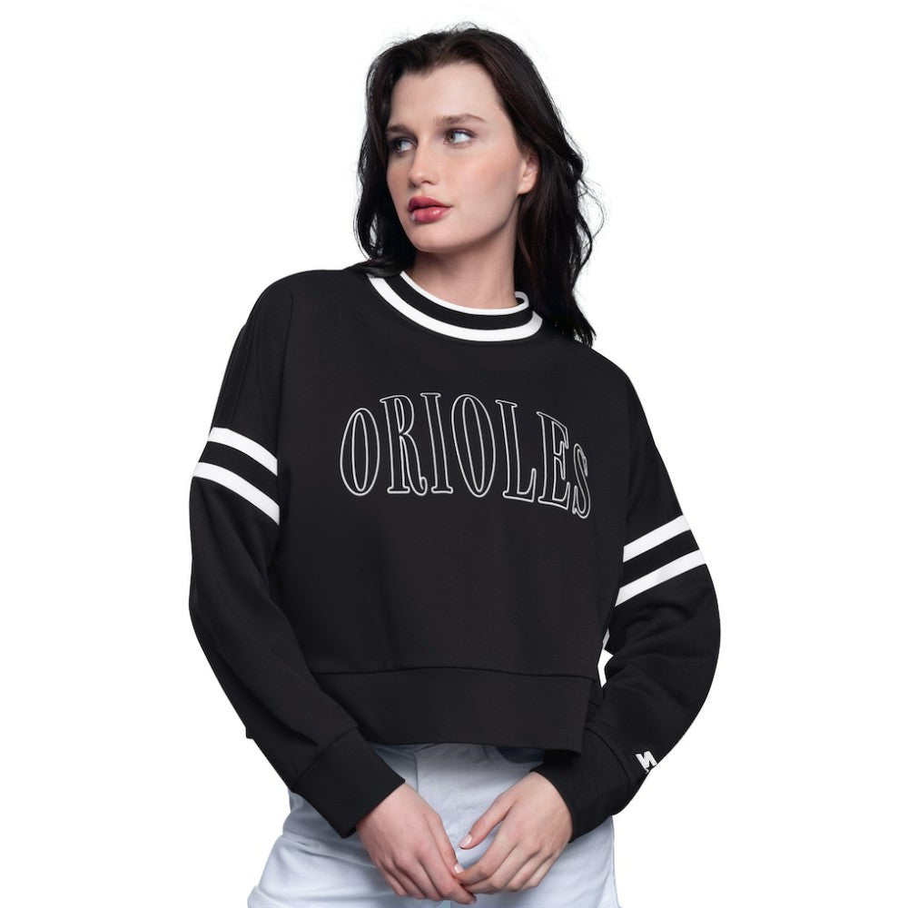 Baltimore Orioles Starter Women's Power Play Cropped Pullover Sweatshirt - MLB Pullover