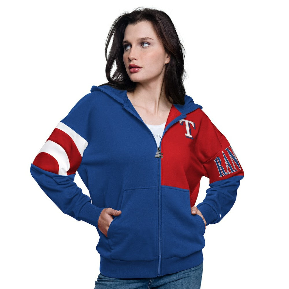 Texas Rangers Starter Women's Curve Ball Full Zip Hoodie Sweatshirt - MLB Hoodies