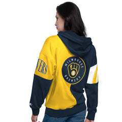 Milwaukee Brewers Starter Women's Curve Ball Full Zip Hoodie Sweatshirt - MLB Hoodies
