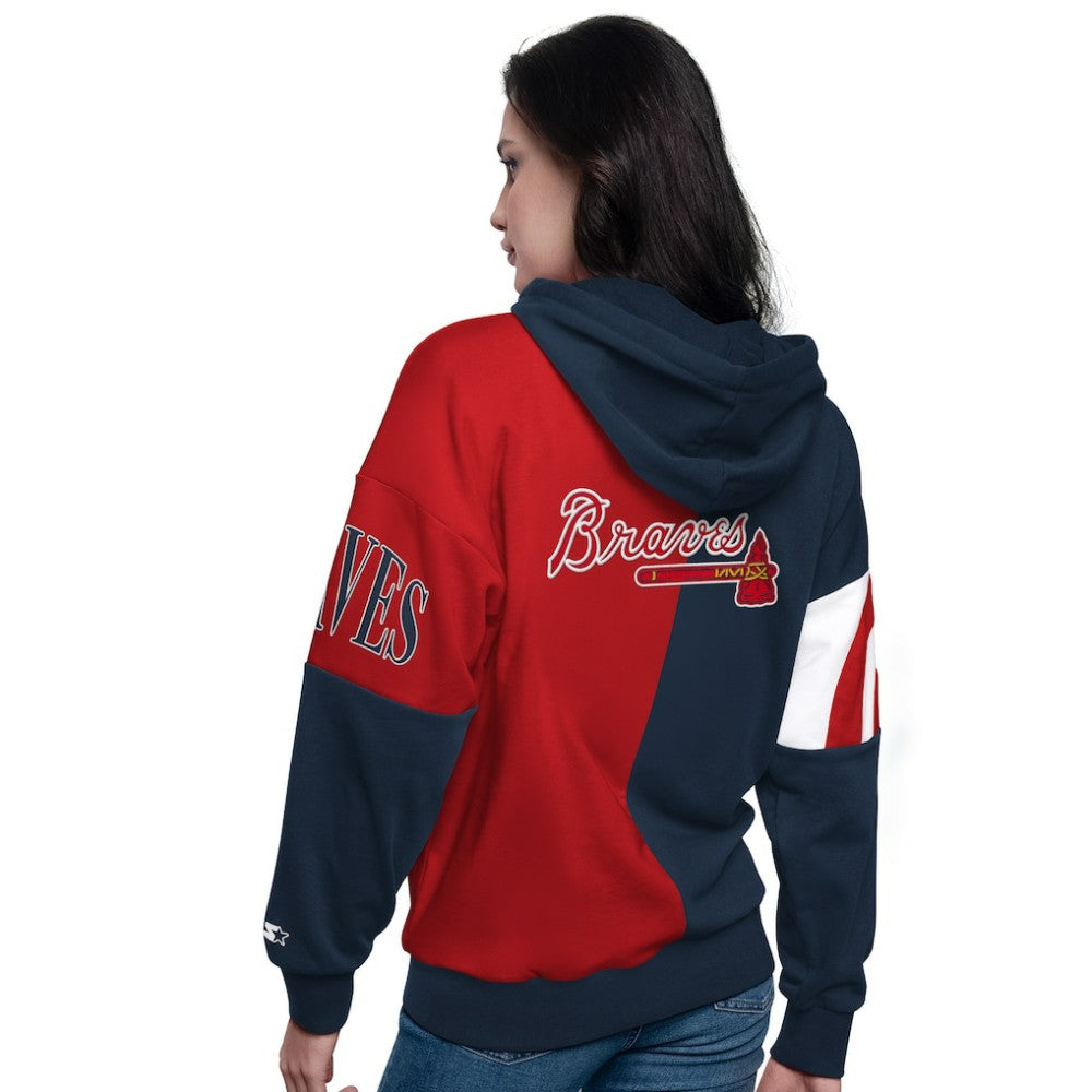 Atlanta Braves Starter Women's Curve Ball Full Zip Hoodie Sweatshirt - MLB Hoodies
