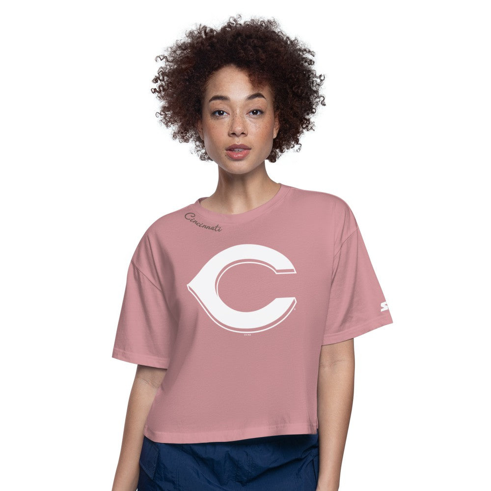 Cincinnati Reds Starter Women's Play the Ball Boxy Cropped T-Shirt - MLB T-shirts