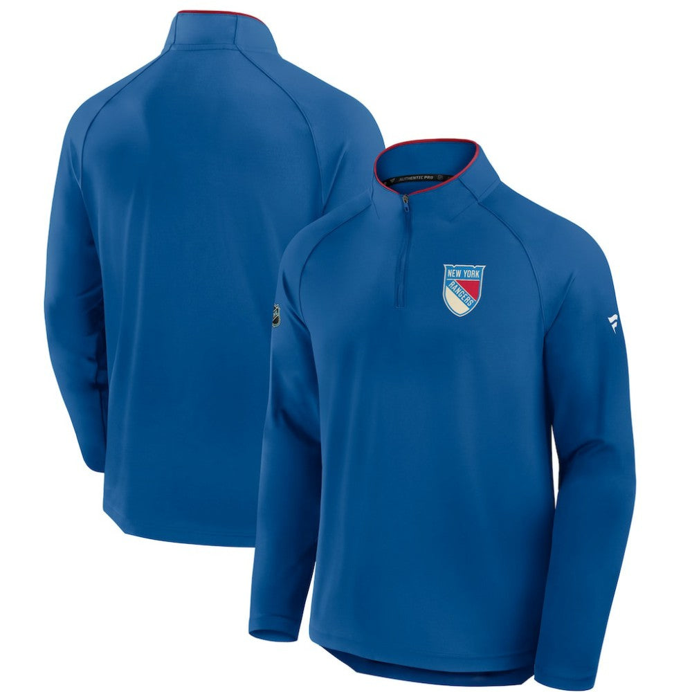 New York Rangers Fanatics Authentic Pro Rink Training Centennial Raglan Quarter-Zip Pullover -  NHL Pullover