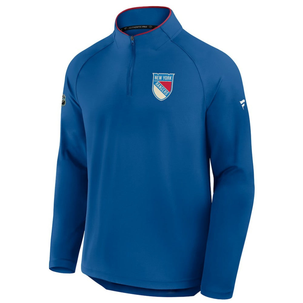 New York Rangers Fanatics Authentic Pro Rink Training Centennial Raglan Quarter-Zip Pullover -  NHL Pullover