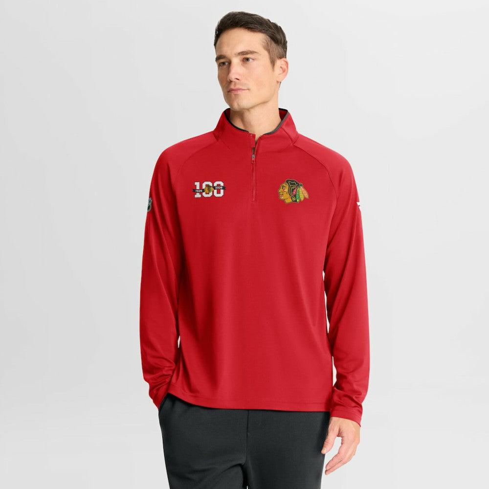 Chicago Blackhawks Fanatics Authentic Pro Rink Training Centennial Raglan Quarter-Zip Pullover -  NHL Pullover