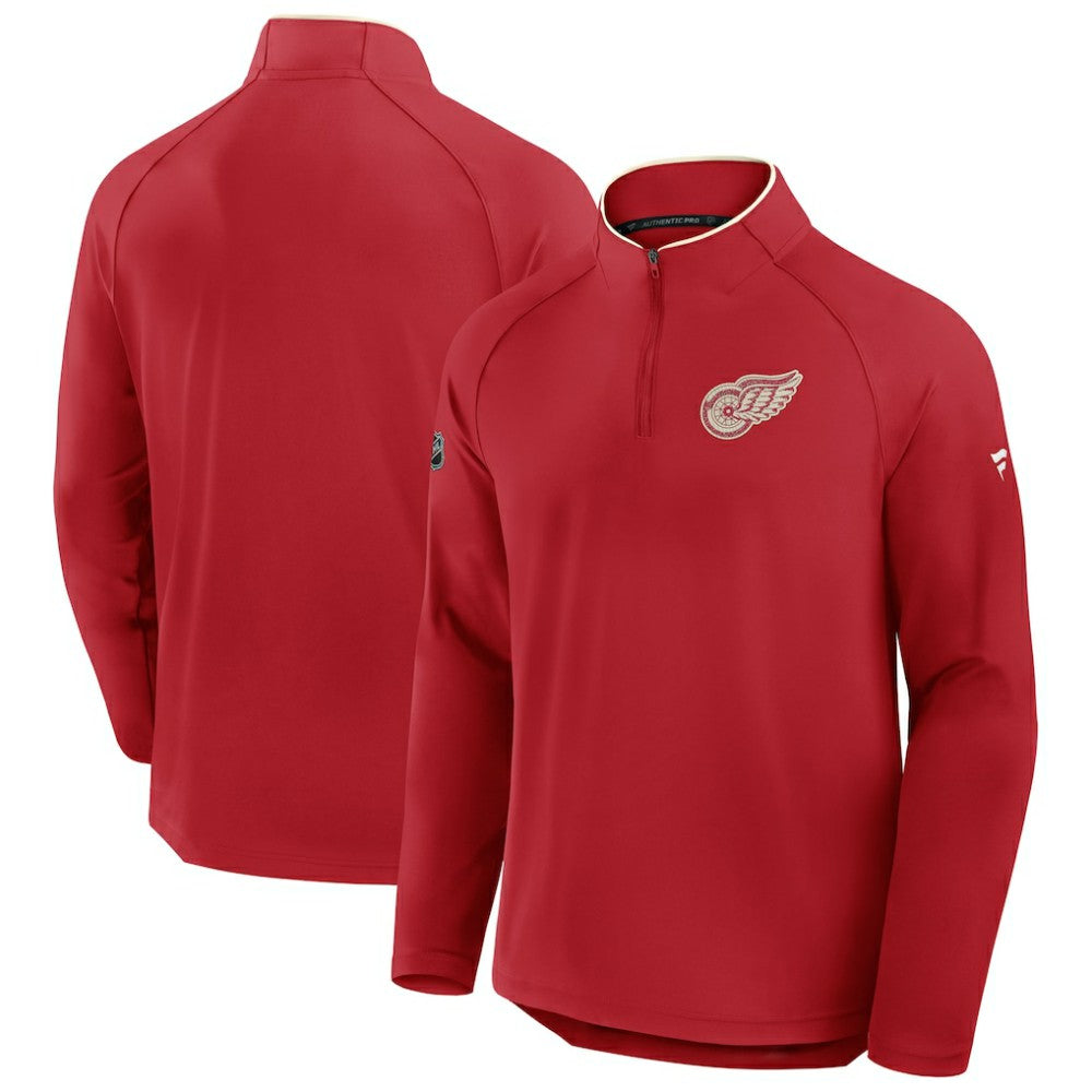 Detroit Red Wings Fanatics Authentic Pro Rink Training Centennial Raglan Quarter-Zip Pullover -  NHL Pullover