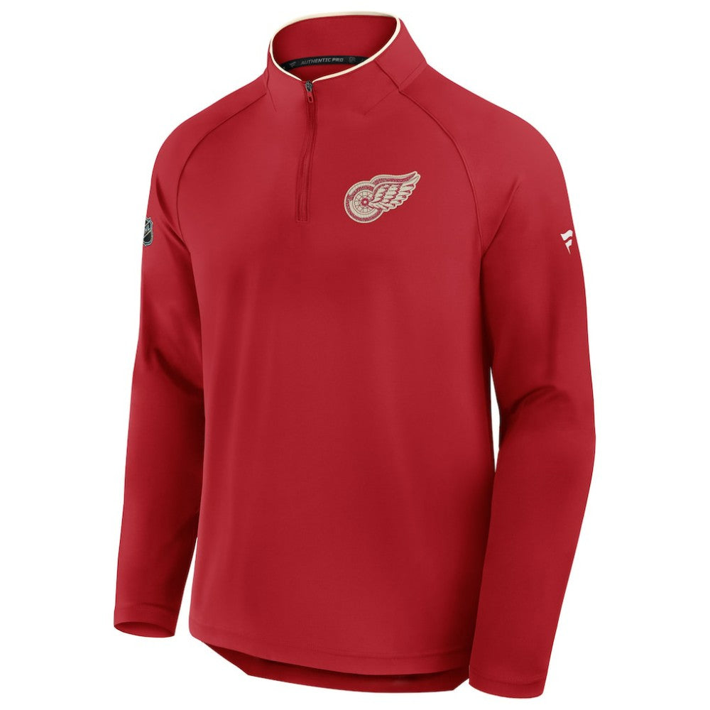 Detroit Red Wings Fanatics Authentic Pro Rink Training Centennial Raglan Quarter-Zip Pullover -  NHL Pullover