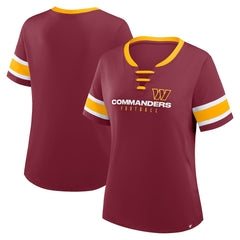 Washington Commanders Women's Redzone Draw Play Athena Lace-Up T-Shirt | NFL US