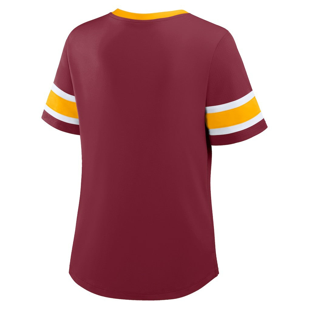 Washington Commanders Women's Redzone Draw Play Athena Lace-Up T-Shirt | NFL US