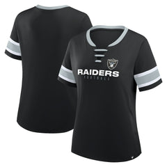 Las Vegas Raiders Women's Redzone Draw Play Athena Lace-Up T-Shirt | NFL Hot
