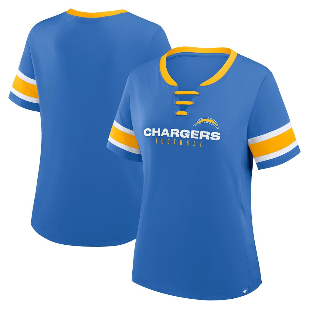 Los Angeles Chargers Women's Redzone Draw Play Athena Lace-Up T-Shirt | NFL Discount