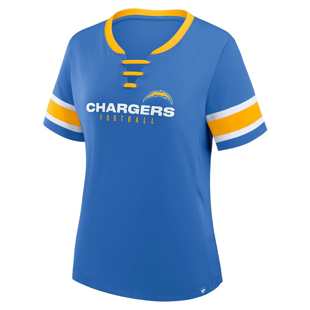 Los Angeles Chargers Women's Redzone Draw Play Athena Lace-Up T-Shirt | NFL Discount