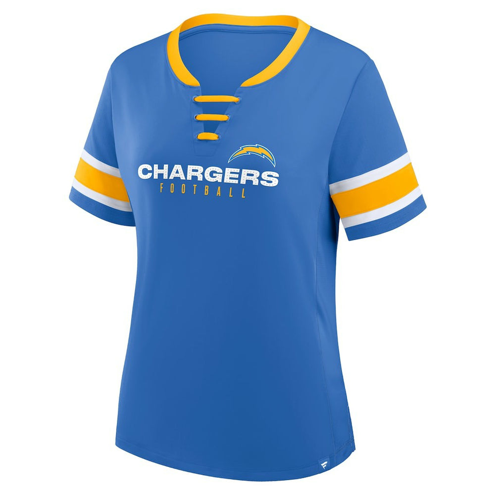 Los Angeles Chargers Women's Redzone Draw Play Athena Lace-Up T-Shirt | NFL Discount