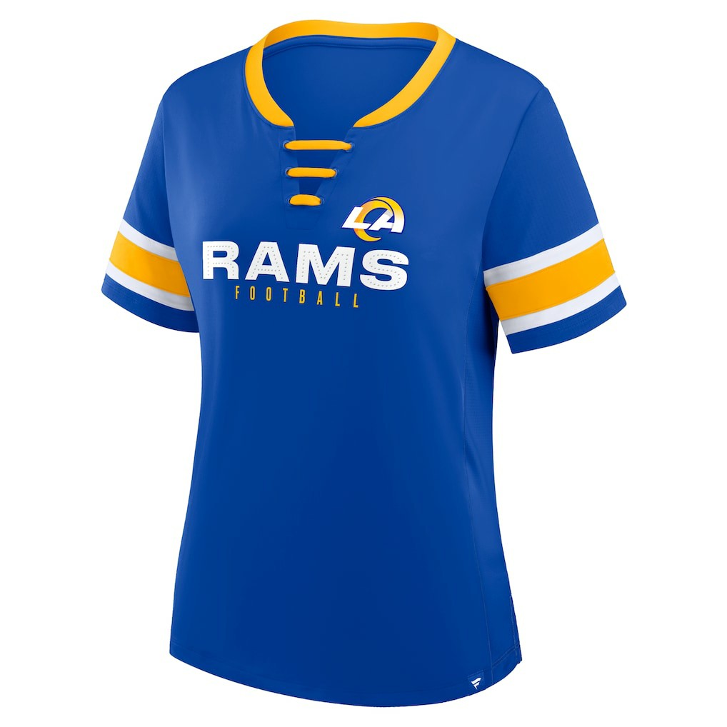 Los Angeles Rams Women's Redzone Draw Play Athena Lace-Up T-Shirt | NFL Outlet