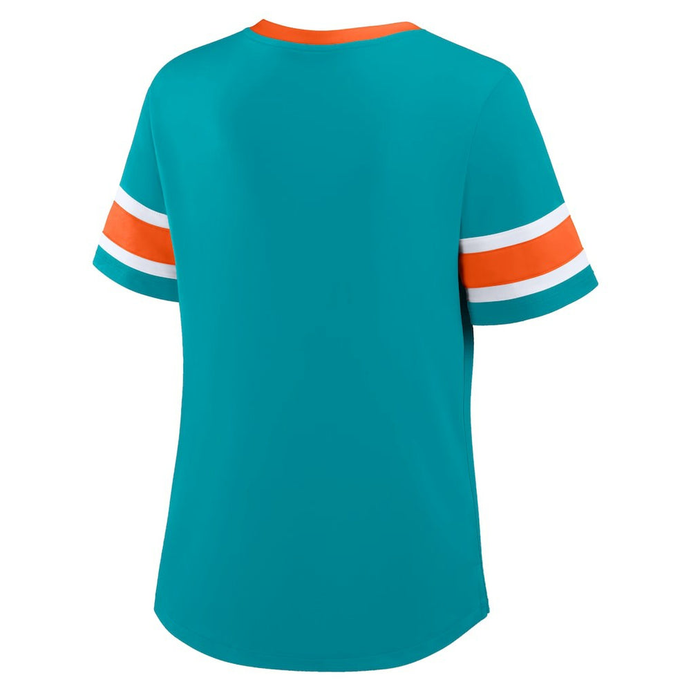Miami Dolphins Women's Redzone Draw Play Athena Lace-Up T-Shirt | NFL New