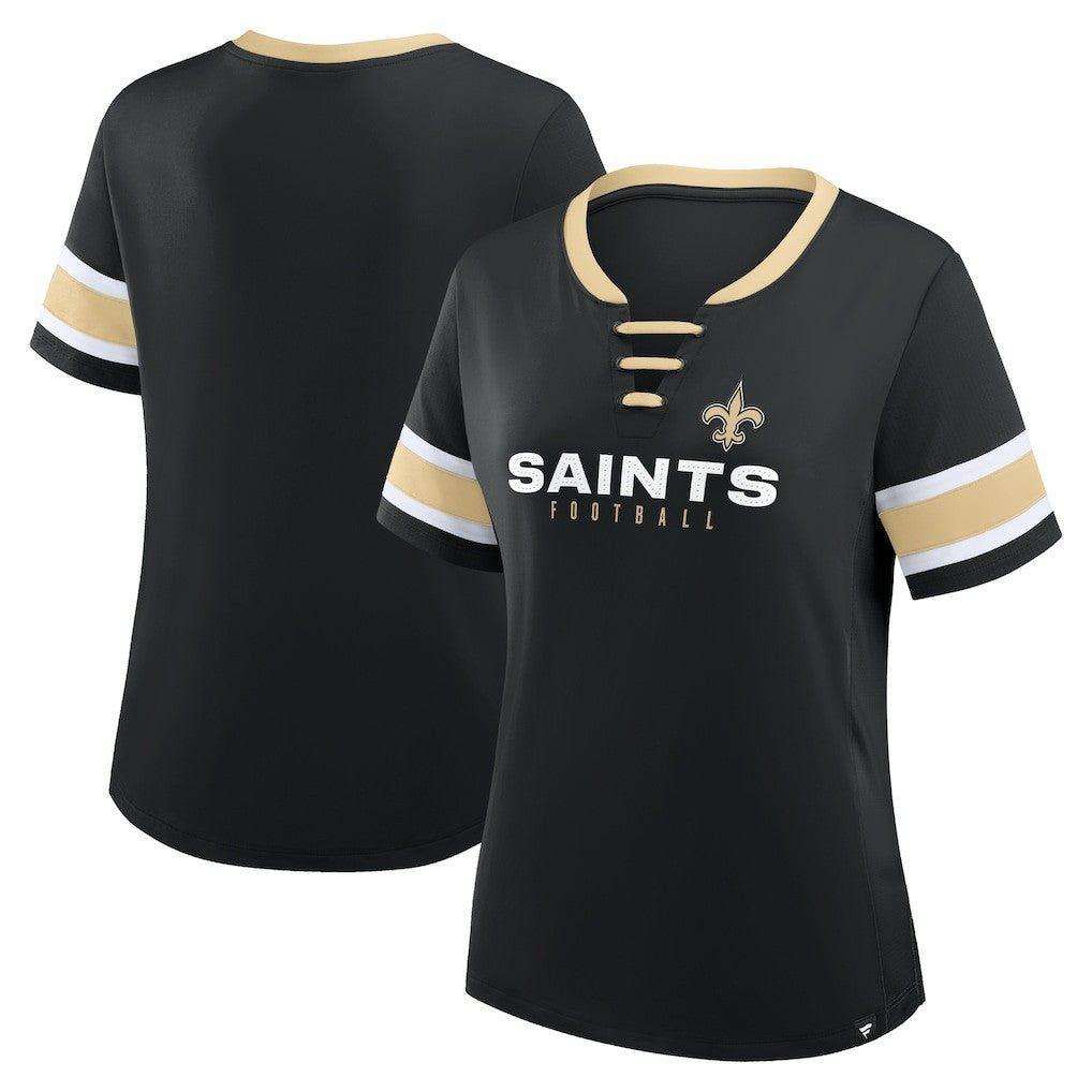 New Orleans Saints Women's Redzone Draw Play Athena Lace-Up T-Shirt | NFL Hot