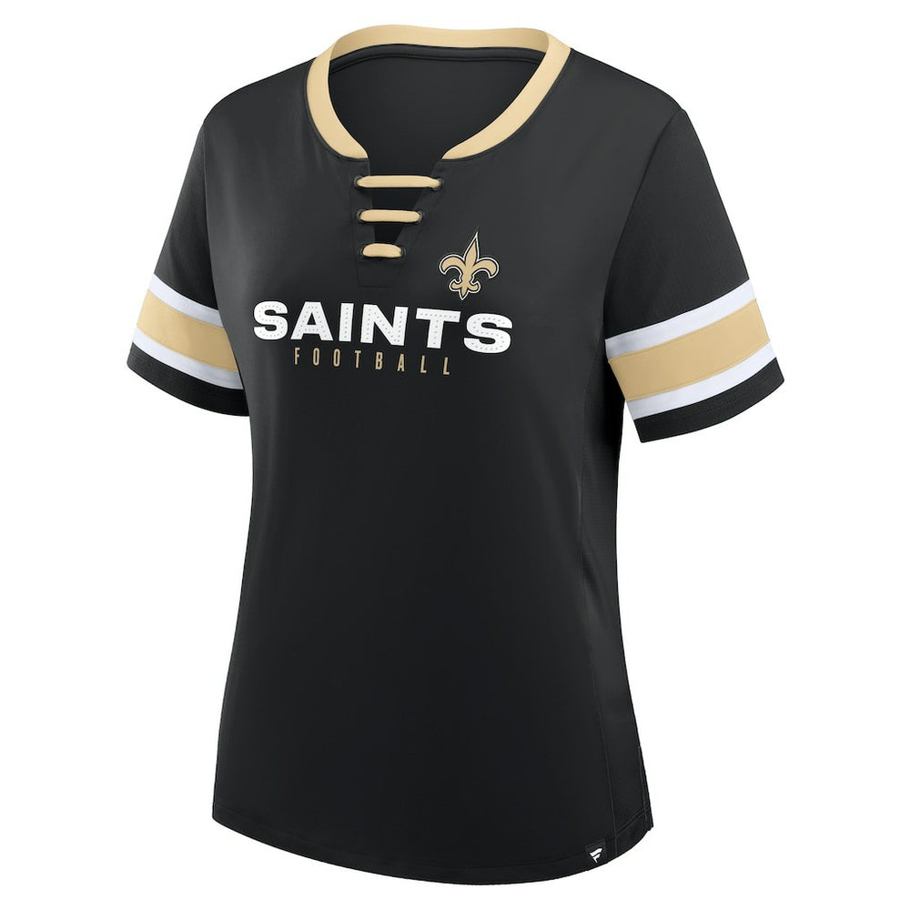 New Orleans Saints Women's Redzone Draw Play Athena Lace-Up T-Shirt | NFL Hot