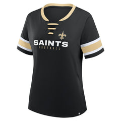 New Orleans Saints Women's Redzone Draw Play Athena Lace-Up T-Shirt | NFL Hot