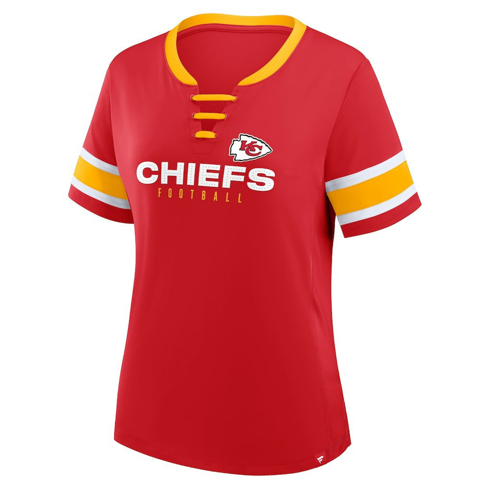 Kansas City Chiefs Women's Redzone Draw Play Athena Lace-Up T-Shirt | NFL US