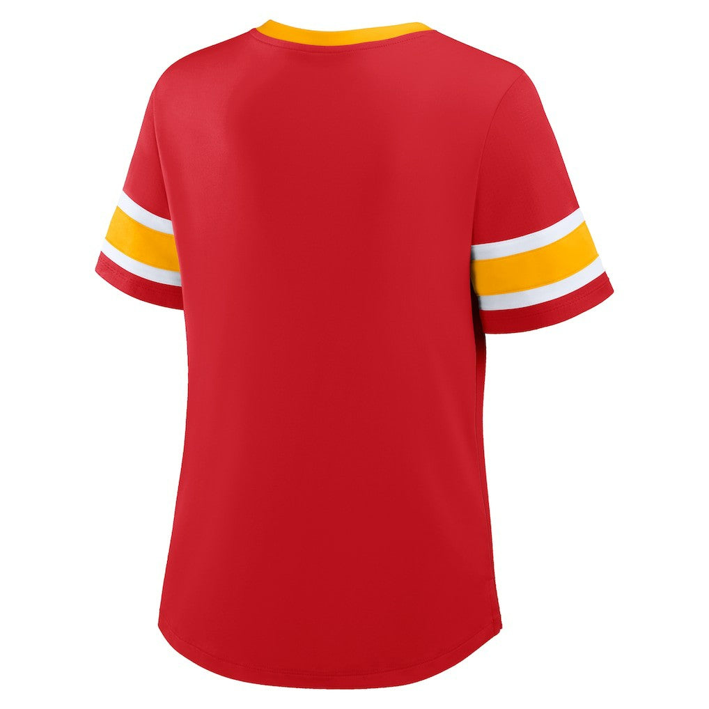 Kansas City Chiefs Women's Redzone Draw Play Athena Lace-Up T-Shirt | NFL US