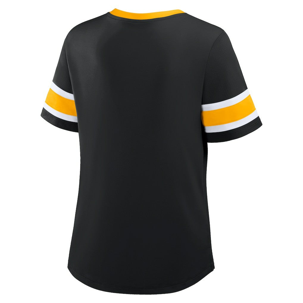 Pittsburgh Steelers Women's Redzone Draw Play Athena Lace-Up T-Shirt | NFL Near me