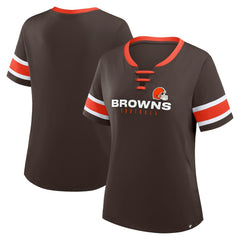 Cleveland Browns Women's Redzone Draw Play Athena Lace-Up T-Shirt | NFL US