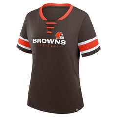 Cleveland Browns Women's Redzone Draw Play Athena Lace-Up T-Shirt | NFL US