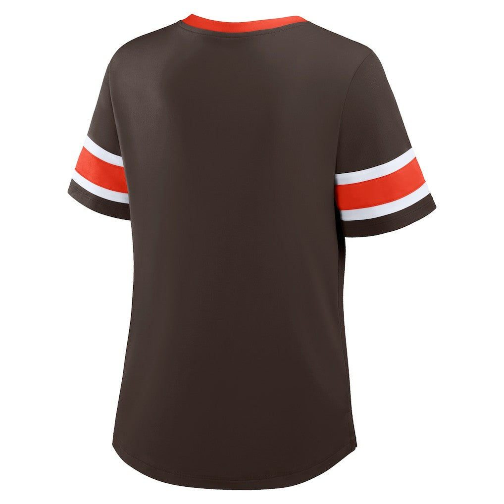 Cleveland Browns Women's Redzone Draw Play Athena Lace-Up T-Shirt | NFL US