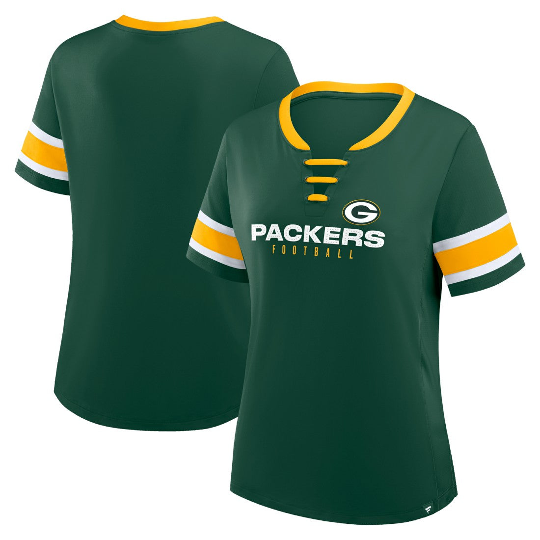 Green Bay Packers Women's Redzone Draw Play Athena Lace-Up T-Shirt | NFL Discount