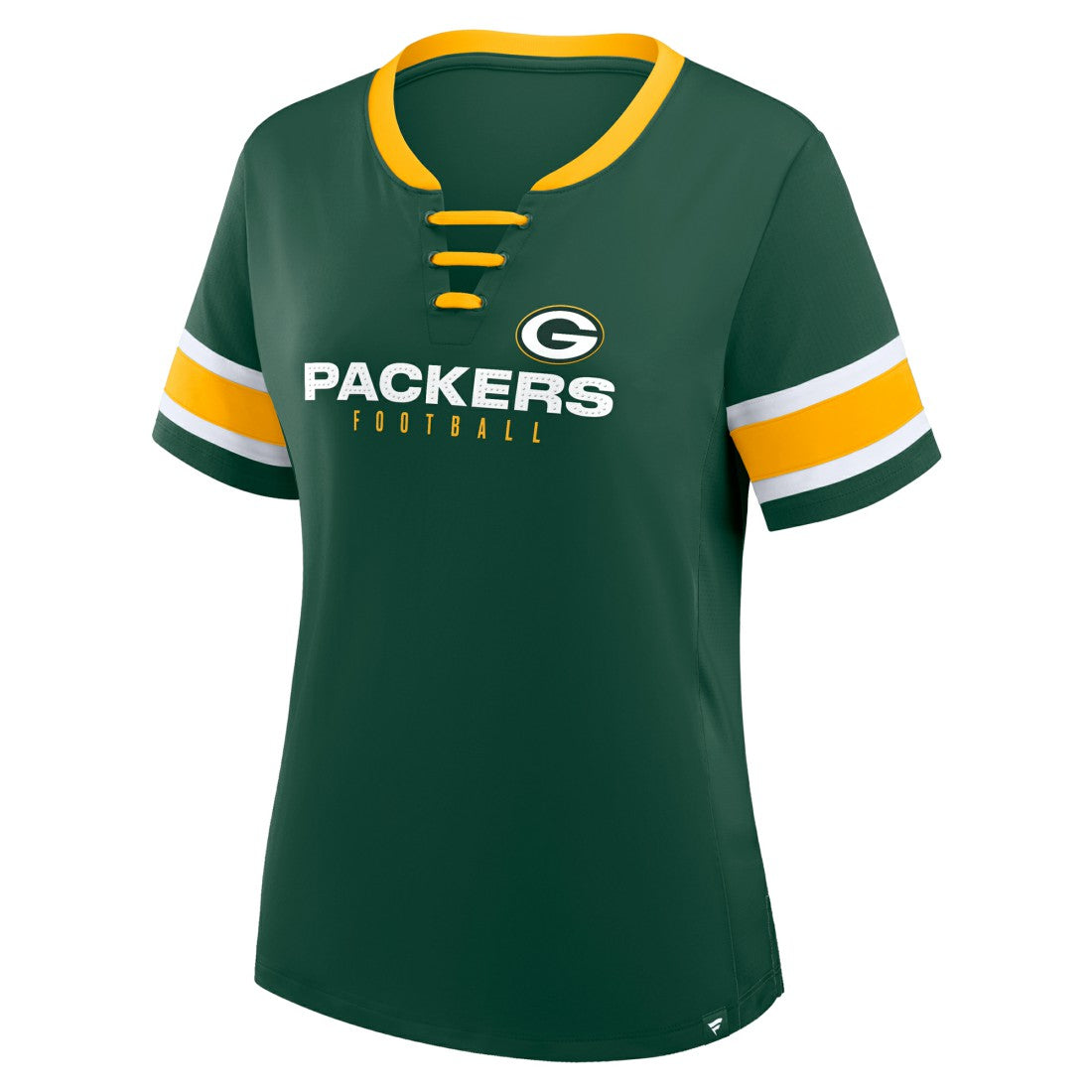 Green Bay Packers Women's Redzone Draw Play Athena Lace-Up T-Shirt | NFL Discount