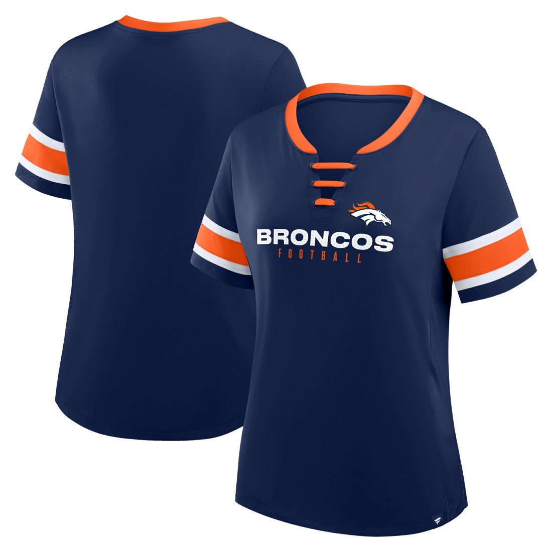 Denver Broncos Women's Redzone Draw Play Athena Lace-Up T-Shirt | NFL Hot