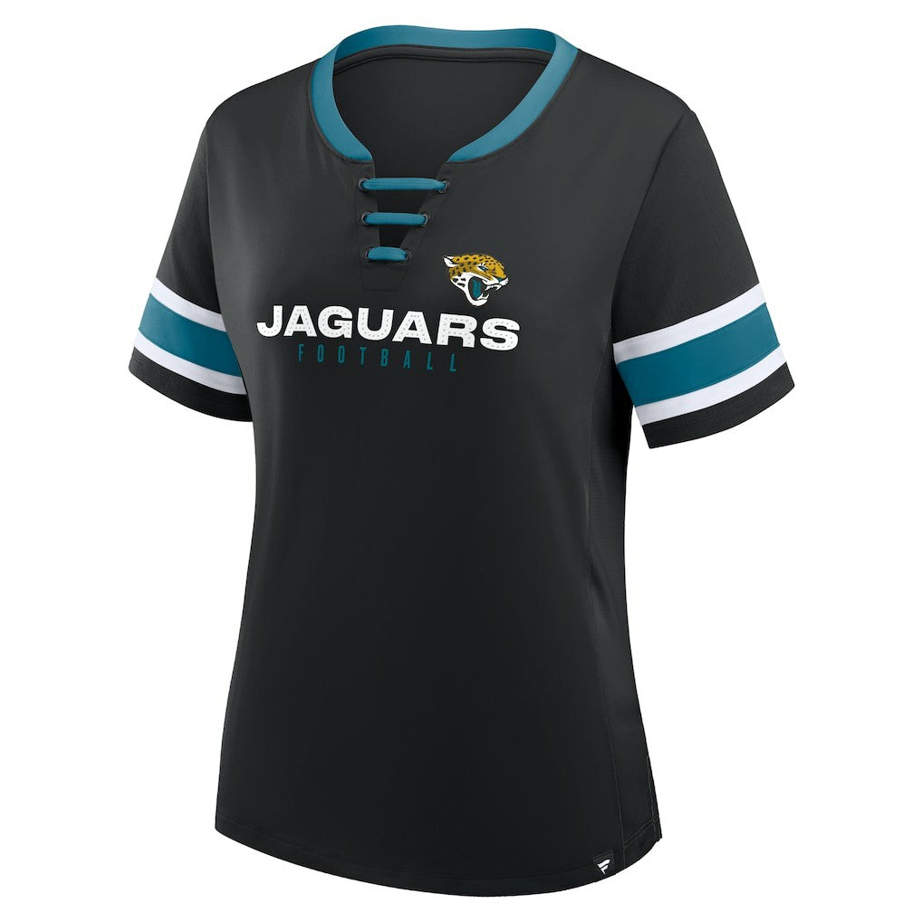 Jacksonville Jaguars Women's Redzone Draw Play Athena Lace-Up T-Shirt | NFL US