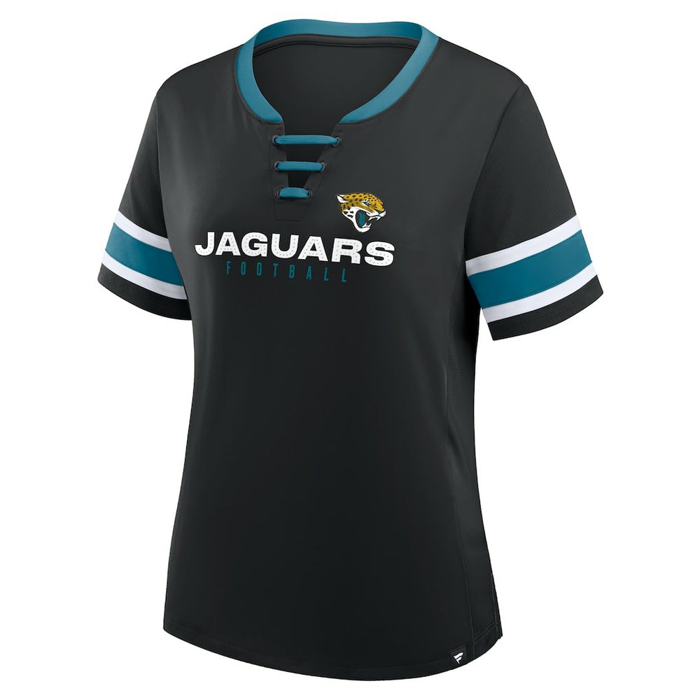 Jacksonville Jaguars Women's Redzone Draw Play Athena Lace-Up T-Shirt | NFL US